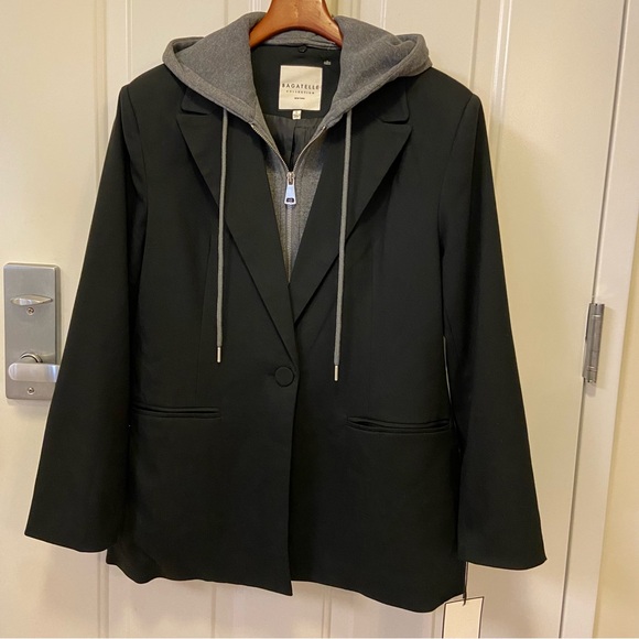 Black Blazer with Zip out Gray Hoodie